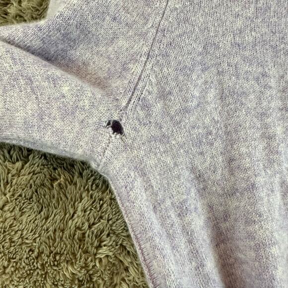 Adrienne Vittadini Purple Ribbed Pleated Sweater 100% 2 ply Cashmere M Medium - Picture 6 of 8